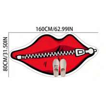 Creative Red Lip Zipper Design Carpet, Suitable For Living Room, Bedroom, Entryway, Kitchen, Bathroom, Gaming Room, Study, Durable, Dirt-Resistant, Easy To Clean - Red - View 10