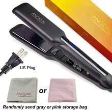 ANGENIL 摩洛哥坚果油直发器，专业双电压便携式宠物直发器，1.6 英寸宽平板，适合浓密头发，快速直发造型，液晶显示屏 - 黑色 - 查看 14