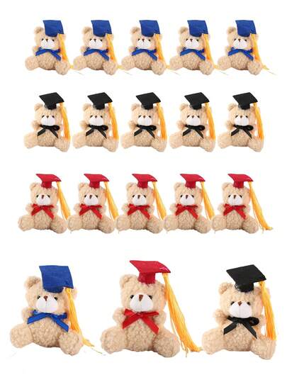 5pcs Cartoon Bow Tie Sitting Teddy Bear Doctor Hat, Graduation Bouquet Gift Plush Doll Keychain Pendant, Suitable For Graduation Party/Graduation Gift DIY Decor, Bag Keychain Decor, Christmas, Children's Party Favors, Children's Gifts, Teddy Bears