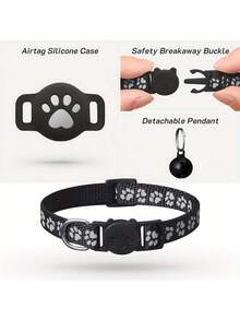 1 pieza Collar reflectante ajustable para gato, collar localizador de mascotas apto para el rastreador Apple Find My, collar reflectante, diseño de estampado animal de 7-9 pulgadas, collar de gato desmontable, no apto para Android - Multicolor - Ver 7