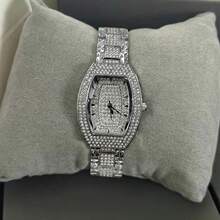 1件女士高档全镶钻奢华防水石英表，派对 - 銀色 - 查看 7