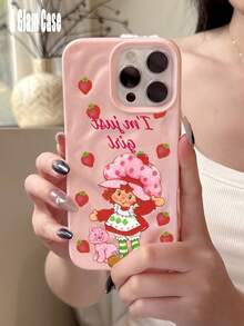 Wave Texture Strawberry Girl Phone Case, Glossy Pink TPU Cover With "I'm Just A Girl" Slogan Cute Pink Phone Case, Compatible With IPhone16 Pro Max, 16e 1514 Plus, 13, MD Pink Red Spider Web With Black Spiders, 11, 17Pro Max,Waterproof, Shockproof, And Scratchproof Perfect Gift For New Year/Valentine's Day, Family/Friends/Lovers Valentine's Day Valentines Gifts - 粉色 - 查看 2
