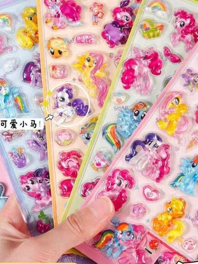 MY LITTLE PONY 1张可爱卡通3D立体贴纸，DIY手工手机装饰贴纸，女孩礼物，手工玩具。款式和颜色随机发货，部分款式可能存在色差。