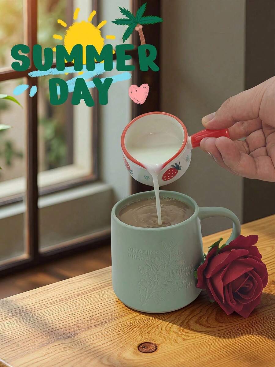 1PC Premium Elegant Ceramic Coffee Cup - Multicolor - View 1