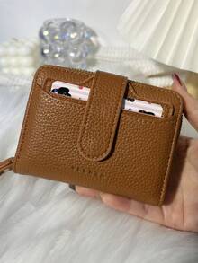 Wavhen Cartera de mujer de cuero texturizado corta, embrague clásico y versátil, billetera con cremallera ligera, monedero plegable en tres partes, puede contener tarjetas de crédito, tarjetas de identificación, monedas, billetera corta multifuncional - Multicolor - Ver 15