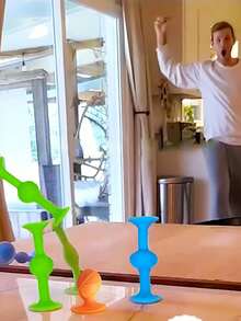 7pcs Squigz Suction Cups Toy With Musical Sounds, Suction Cup Music Party Creative Building Blocks Interactive Throwing Toy - Multicolor 1 - View 4