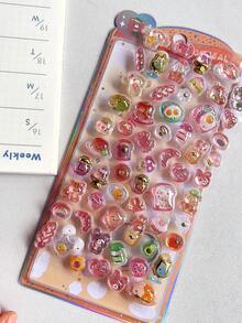 3D立体浮雕贴纸，儿童卡通食物和动物水晶贴纸，适用于手机壳、剪贴簿等，可交换使用。 - 彩色 - 查看 12