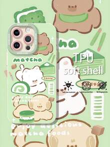 Bonitas ilustraciones y fondo de comida con temática de matcha. Esta elegante funda para teléfono es compatible con Samsung, Apple, OPPO, , etc. Fabricada en TPU flexible, resistente a golpes y arañazos, ofrece una excelente protección contra caídas y un agarre cómodo. Es un regalo ideal para familiares, amigos y seres queridos, y una opción perfecta para festivales. - Blanco - Ver 3