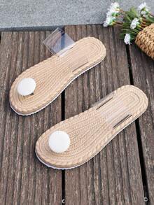 女士人字拖凉鞋，透明绑带，夏季沙滩装，时尚罗马风，透气休闲平底拖鞋 - 米色 - 查看 6