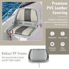 COSTWAY Folding Low Back Boat Seat With Mounting Hardware For Fishing, Grey - Grey - View 6