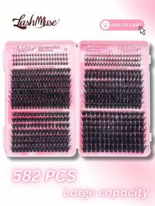 1815PCS/651PCS/582PCS Individual Lash Clusters With Lower Lashes, High Capacity Lash Clusters, 30D/50D/80D/100D/120D/15D D Curl, 0.31–0.63inch Mixed Length, Natural Look Extra Thick Wispy Ultra Soft Super Light Reusable Individual Segmented False Eyelashes, DIY Eyelash Extension Kit With Lash Glue, Bond & Seal, Tweezers & Lash Brush, For Self Use At Home Or On-The-Go, Suitable For Daily Life, Wedding, Dating, Party, Music Festival, Travel, Perfect For Halloween, Thanksgiving, Christmas, Valentine's Day, Lash Clusters Kit, Lashes, Eyelashes, Fake Lashes - 黑色 - 查看 18