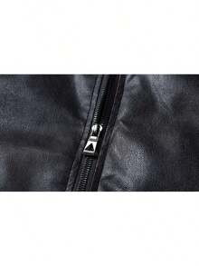 Men's Faux Leather Jacket, Valentine's Day Gift, Bomber Jacket, Motorcycle Style, Retro Men's Leather Jacket, Suitable For Motorcycle Riding, Outdoor Activities, Gift For Boyfriend/Husband, Professional Leather Jacket Design, Essential Men's Leather Jacket, Valentine's Day Gift, Suitable For All Seasons - 黑色 - 查看 9