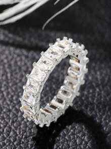 1 Buah Cincin Zirkonia Kubik Cantik untuk Wanita, Hadiah Hari Valentine, Perhiasan Pesta Ulang Tahun Pernikahan - Perak - View 4