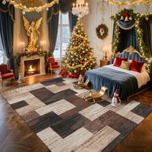 WISH TREE Washable Vintage Geometry Area Rugs For Living Room, Neutral Boho Printed Floral Extra Large Area Rug,Soft Indoor Low Pile Non Slip Rug For Kitchen Laundry Room Playroom Home Decor Aesthetic - Sôcôla - Xem 6