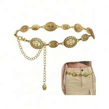 Western Concho Chain Belt For Women Adjustable Metal Waist Chain Belt For Dress Jeans - 金色 - 查看 5