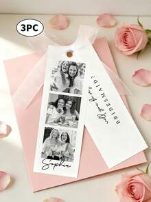 1/3pcs Bridesmaid Proposal Photo Strip, Customize Photo And Text,Will You Be My Bridesmaid Card, Bridesmaid Proposal Card - Multicolor - View 8