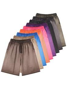 Men's Gradient Wash Shorts, 100% Cotton, Suitable For Outdoor, Beach, Sports, And Fitness Summer Wear. Men Loose-Fitting Cotton Shorts,Also Suitable As Personalized T-Shirts, Men's Shorts, Boyfriend Gifts, And Easter Gifts. - 雙漸層咖啡色 - 查看 2