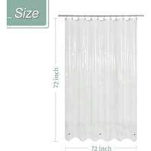 Shower Curtain Liner With 3 Magnets, 72x72 Premium Flexible Sturdy Plastic Shower Curtain Bathroom Lightweight, Waterproof, Clear - A - 查看 7