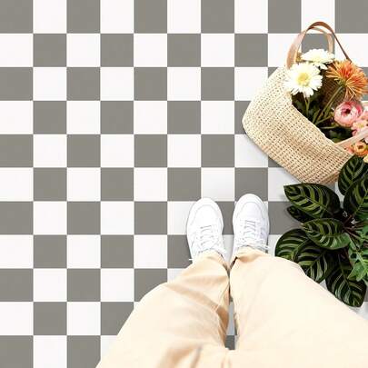 MORCART 20pcs/Set 20.32cm X 20.32cm Peel And Stick Vinyl Floor Tiles, Self-Adhesive DIY Floor Tiles, Waterproof Removable Ceramic Tile Stickers For Kitchen, Bathroom, Stairs