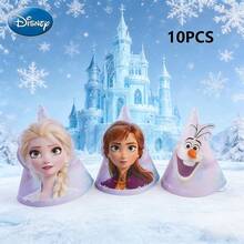 Juego de 10 piezas de vajilla desechable con temática de Princesas Disney, que incluye platos, vasos, pajitas, banderines, sombreros, adecuado para fiestas de cumpleaños, decoración de mesas de postres, picnics al aire libre - Multicolor - Ver 8