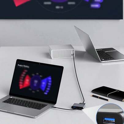USB3.0 转 VGA 电视接口转换器，电脑显示器高清电视线缆连接，适用于电视和投影仪、外置显卡、笔记本电脑适配器、多功能扩展设备、扩展坞