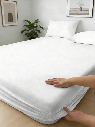 Een effen, enkelvoudig hoeslaken (kussensloop niet inbegrepen), gemaakt van ultrazachte geborstelde microvezel, kreukvrij en kleurecht, lichtgewicht en zacht, antislip en pillingbestendig, draagbaar en gemakkelijk te demonteren, verkrijgbaar in meerdere kleuren, geschikt voor slaapkamers, logeerkamers, hotels, scholen en andere omgevingen.