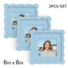 1pc/3pcs Wavy Design Photo Frame For Wall & Tabletop Decoration, Artistic Creative Home Decor With Multi-Color Waves - 7 Standard Sizes 4x4in, 4x6in, 5x7in, 6x6in, 8x8in, 8x10in, 11x14in - Modern Stylish Interior Accent, Fun Picture Frames, Scalloped Picture Frame- Graduation Wedding Gift (Random Photo Paper) - 波浪形 - 查看 65