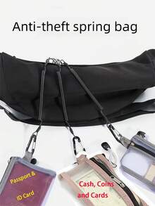 Portador de tarjeta de identificación antirrobo con cordón, bolsa organizadora multifuncional con cierre de cremallera para viajes, viajes de negocios y uso diario - Multicolor - Ver 2