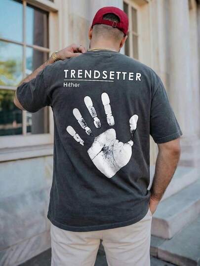 Men's Loose Fit American Sports Street Graphic Print Short Sleeve T-Shirt