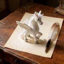 Handmade Crochet White Horse & White Dragon Figurine, Yarn Craft Gift Set With Video Tutorial And Crochet Instructions - White Horse Crochet Material Kit - View 8