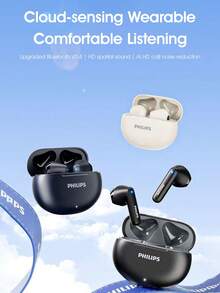 Philips New Bluetooth Earbuds, True Wireless, Semi-In-Ear, Sports Music Earphones, Super Long Battery Life, High-Quality Sound, Compatible With Smartphones, Computers, Tablets - Blue - View 3