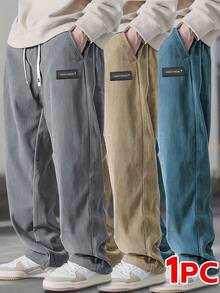 Men's Corduroy Casual Pants - Elastic Drawstring Waist, Breathable & Comfortable - Xám - Xem 1