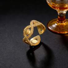 2025 New Vintage Stainless Steel Ring, 18K Gold Plated Adjustable Open Band Ring, 8-Pointed Star Cubic Zirconia Titanium Steel Ring, Suitable For Any Occasion - Gold - View 10