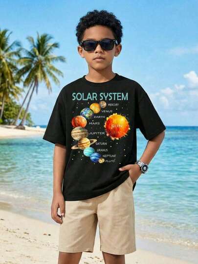 Divertida camiseta infantil estampada en tejido de algodón suave, manga corta y cuello redondo. El regalo perfecto del verano. Para niños y niñas, camisetas de verano imprescindibles, camisetas de manga corta para adolescentes