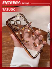 1 Piece Cell Phone Case With Camera Protection, Transparent Ultra-Thin Magnetically Attached TPU Case, Compatible With 16e/16/16Pro/16Plus/16ProMax/15ProMax/15/14/13/12/11 - 橘色 - 查看 2