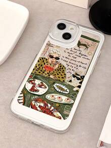 1件装简约时尚女猫粮图案拼接美学设计全包透明TPU防指纹手机壳，兼容 16 Pro Max/16/16 Pro/16 Plus/11/15/15 Pro/15 Pro Max/12/13/14 Pro Max/XS/XR/11 Pro/11 Pro Max/12 Pro/12 Pro Max/13 Pro/13 Pro Max/7 Plus/14 Pro/14 Pro Max/14 Plus/7 Plus/8 Plus/8/SE2/12 Mini/13 Mini，硬壳，防黄变 - 彩色 - 查看 4