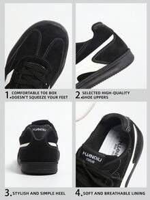 HUANQIU 男士新款冬季平底健身训练鞋，复古休闲运动鞋，时尚舒适，适合户外徒步，四季皆宜，触感柔软易于保养，不易变形，是通勤、购物、滑冰等场合的理想之选。情人节礼物。 - 黑色 - 查看 7