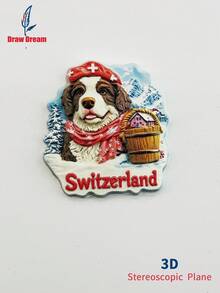 1 buc magnet de frigider stereo 3D elvețian pitoresc și drăguț cățeluș, colecție de suveniruri de călătorie mondială, potrivit pentru acasă, decor de birou, autocolant magnetic personalizat pentru frigider, decor de casă, bucătărie, cameră, birou, cadou artizanal pentru dulap, suvenir de sărbători, cadou mic rafinat - Magneți exclusivi pentru frigider - Vizualizare 7