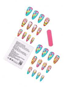 Easter Day Press On Nails - Medium Square Fake Nails With Bunny Flower Design - Pink False Nails Press Ons - For Women 24 Pcs - Multicolor - View 6