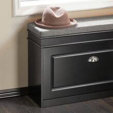 Hallway Shoe Bench Shoe Rack Shoe Cabinet With Seat Cushion And Flip-Drawer Black W75 X D24 X H51cm FSR82-L-SCH - Black - View 8