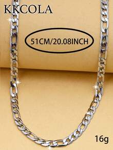 KKCOLA 1件欧美时尚街头风不锈钢粗项链，百搭日常佩戴，节日礼物首饰 - 銀色 - 查看 6