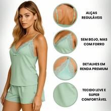 Comfortable Summer Short Doll Baby Doll With Lace, No Padding, Sleepwear, Cute, Cool, And Stylish. - 查看 4