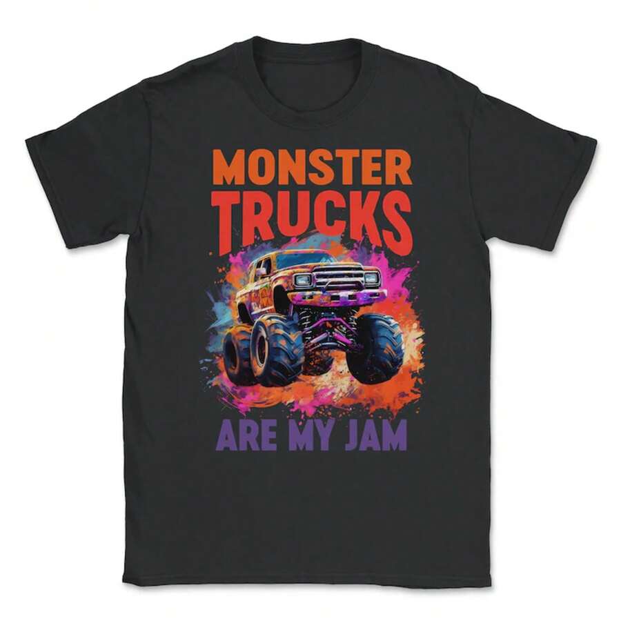 Monster Truck Big Retro Race Dad Trucker Lover Jam Vintage Unisex T-Shirt - 黑色 - 查看 1