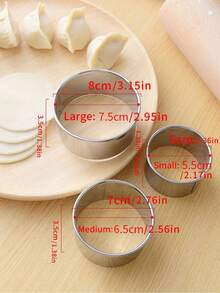 3pcs Stainless Steel Round Mold And Hand Press Mold Set, Cookie Mold, Dumpling Press, Cooking Accessories Baking Tools - Multicolor - View 2