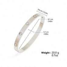 1pc Stainless Steel Four-Leaf Clover Clasp Rhinestone Bracelet, Minimalist Men's Bangle Cuff, Hip Hop Men's Jewelry, Suitable For Men's Daily Wear - Bracelet - View 6