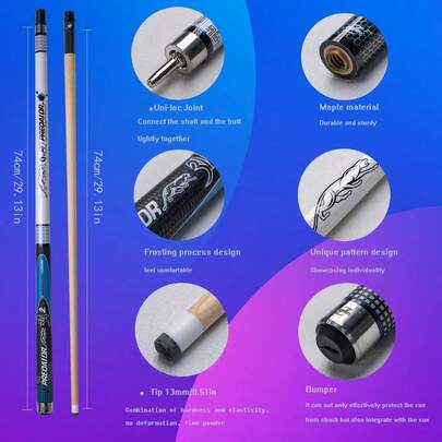 Leopard Carbon Professional High-Performance Billiard Cue | Low Deflection Tip, Leopard Print Personalized Design, Includes Joint Protector Cap, Suitable For Carom, American 8-Ball, 9-Ball, Trick Shot Billiards, Great Gift For Holidays And Birthdays