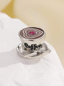 1件优雅水晶咖啡杯串珠吊坠，女士简约日常佩戴手链、项链、吊坠DIY配饰 - 彩色 - 查看 4