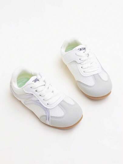 1 Pair Fashionable Minimalist Cute Sports Casual Flat Sneakers For Kids, Suitable For School, Commuting, All Seasons