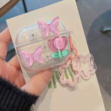 Funda protectora con diseño de lazo compatible con auriculares Bluetooth de Apple, cubierta anti-arañazos y a prueba de golpes compatible con la funda del auricular Bluetooth Wave de Apple - transparente - Ver 4