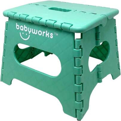 Works - Foldable Step Stool, Kids Step Stool, Lightweight, Easy To Clean And Strong - Teal
